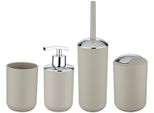 Badaccessoire-Set WENKO Brasil, taupe, matt, Kunststoff, Badaccessoires-Sets, Seifenspender, Zahnputzbecher, WC-Garnitur & Kosmetikeimer