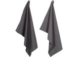 Geschirrtuch PAD FIORA VS. LEDA, grau (anthrazit), B:50cm H:1cm L:70cm T:50cm, 100% Baumwolle, Geschirrtücher, Geschirrtuch, 100% Baumwolle, 50x70 cm, Uni Farben