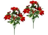 Kunstblume I.Ge.A. "Poinsettiastrauß", Rot, B:30Cm H:45Cm L:18Cm, Polyester, Kunstpflanzen, 2Er Set Bouquet Aus Weihnachtsstern Ilex Beeren Tanne Weihnachtsdeko