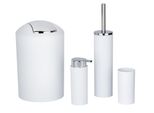 Badaccessoire-Set WENKO Calvo, weiß, matt, Kunststoff, Badaccessoires-Sets, Seifenspender, Zahnputzbecher, WC-Garnitur & Kosmetikeimer
