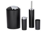 Badaccessoire-Set WENKO Calvo, schwarz, matt, Kunststoff, Badaccessoires-Sets, Seifenspender, Zahnputzbecher, WC-Garnitur & Kosmetikeimer