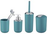 Badaccessoire-Set WENKO Brasil, türkis, matt, Kunststoff, Badaccessoires-Sets, Seifenspender, Zahnputzbecher, WC-Garnitur & Kosmetikeimer