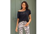 T-Shirt Heine "T-Shirt", Damen, Gr. 46, Schwarz, 50% Baumwolle, 50% Modal, Unifarben, Rundhals, Shirts T-Shirt