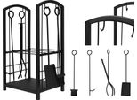 Cesto In Legno Con Camino Cesto Posate Posate Camino Accessori Nero Acciaio Inox 8785