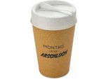 Koziol Thermobecher Iso To Go Montag Ist..., Isolierbecher, Kunststoff-Holz-Mix, Nature Wood, 400 Ml, 7007119