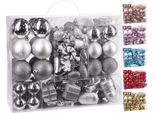 Brubaker Set Di 77 Pezzi Di Baubles Natalizi Decorazioni Per L'albero Di Natale Argento