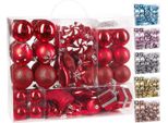Brubaker Set Di 77 Pezzi Di Baubles Natalizi Decorazioni Per L'albero Di Natale Rosso/Argento