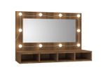 Syfax™ Mobile A Specchio Con Led Rovere Marrone 90X31,5X62 Cm