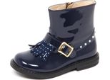 E1438 Stivaletto Bimba Blu TWIN-SET Simona Barbieri Patent Biker Boot Kid Girl