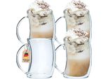 Intirilife 4X Bicchiere Termico A Doppia Parete - Stile Curvo - Capacità 200Ml - Soffiato A Bocca Isolato Per Latte Macchiato, Come Bicchiere Da Tè O Da Caffè Con Manico
