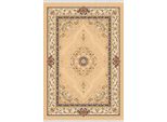 Tappeto Orientale Tradizionale Bordo Ornamento Pile Corto Beige Blu 150X233