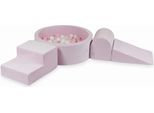 Parco Giochi In Schiuma Con Vasca Rotonda 90X30 Velvet Soft Light Pink + 200 Palline: Bianche, Rosa Chiaro, Opalescenti