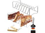 Set Di 2 Porta Costine E Arrosto Bremermann 2In1, Porta Costine Con Maniglie Per Il Trasporto, In Acciaio Inox