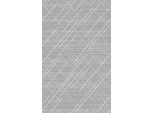 Tappeto Grigio A Pelo Corto Motivo Linee Bianche Soggiorno Studio Corridoio