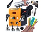 Rosfix Stazione Di Saldatura Ad Aria Calda Set 858D – 700W, 100 – 500°C, 3 Ugelli + Ugello Di Saldatura 8×9Mm + 100 Fili Per Saldatura In Plastica