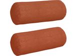 Vidaxl Cuscino Bolster 2 Pezzi Rosso-Arancio Ø 15 X 40 Cm Tessuto A Coste