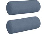 Vidaxl Cuscino Bolster 2 Pezzi Blu Ø 15 X 40 Cm Tessuto A Coste