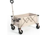 Sweiko Carrello Pieghevole, Carrello Pieghevole Con Ruote Per Tutti I Terreni, Carrello Da Giardino Resistente Con Maniglia Regolabile, Carrello Per Campeggio, Shopping, Pesca E Sport All'aperto Beige