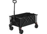 Sweiko Carrello Pieghevole, Carrello Pieghevole Con Ruote Per Tutti I Terreni, Carrello Da Giardino Resistente Con Maniglia Regolabile, Carrello Per Campeggio, Shopping, Pesca, Nero