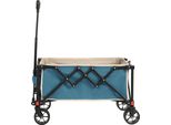 Sweiko Carrello Pieghevole, Carrello Pieghevole Con Ruote Per Tutti I Terreni, Carrello Da Giardino Resistente Con Maniglia Regolabile, Carrello Per Campeggio, Shopping, Pesca, Blu