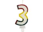 Candela Di Compleanno Numero "3"" - Arcobaleno Con Cerchio"