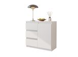 Mikel - Cassettiera / Credenza Con 3 Cassetti E 1 Anta - Bianco Opaco H75Cm L80Cm P35Cm