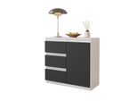 Mikel - Cassettiera / Credenza Con 3 Cassetti E 1 Anta - Bianco Opaco / Grigio Antracite H75Cm L80Cm P35Cm