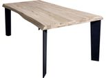 Milanihome.It - Tavolo Da Pranzo Moderno Di Design Cm 160X90 Struttura Nera Piano Massello Naturale Per Sala Da Pranzo Ristorantedi Coloremarrone
