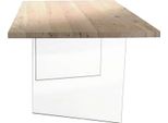 Milanihome.It - Tavolo Da Pranzo Moderno Di Design Cm 180X90 Struttura In Vetro Piano Impiallacciato Rovere Naturale Per Sala Da Pranzodi Coloremarrone