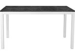 Milanihome.It - Tavolo Da Pranzo Allungabile In Metallo Bianco Con Piano Effetto Marmo Di Design Moderno, Cm 80X120/170X75 Hdi Coloregrigio Scuro