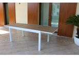 Milanihome.It - Tavolo Rettangolare Allungabile In Alluminio Bianco E Polywood Marrone 160/240X90 Da Esterno Giardino, Per Ristorantedi Colorebianco