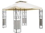 Milanihome.It - Gazebo 3X3 In Metallo Con Pareti Decorate Ferro Nero Con Telo Beige Per Esterno E Giardinodi Coloreantracite