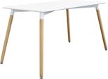 Milanihome.It - Tavolo Da Pranzo Moderno Di Design Fisso Cm 120X80 In Abs Bianco Con Gambe In Legno Per Interno Sala Da Pranzodi Colorebianco