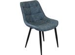 Milanihome.It - Poltrona Imbottita Per Sala Da Pranzo In Ecopelle Di Design Moderno Industrial Cm 59 X 51 X 82 Hdi Coloreblu