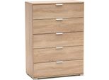 Milanihome.It - Cassettiera 5 Cassetti Per Soggiorno Cucina Bagno Fatto In Italia Cm 75X38X103 Hdi Coloremarrone Chiaro