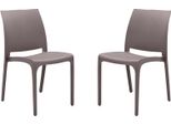 Milanihome.It - Set Di 2 Sedie Poltrone Da Giardino In Plastica Design Moderno Colorata Taupedi Coloretaupe