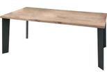 Milanihome.It - Tavolo Da Pranzo Moderno Di Design Cm 160X90 Rovere Impiallacciato Struttura Nera Piano Naturale Per Sala Da Pranzo Ristorantedi Coloremarrone
