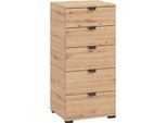Milanihome.It - Cassettiera Moderna 5 Cassetti Colore Rovere Di Design Moderno Industrial Cm 45 X 40 X 95 Hdi Colorerovere Chiaro