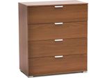 Milanihome.It - Cassettiera 4 Cassetti Per Soggiorno Cucina Bagno Fatto In Italia Cm 75X38X85 Hdi Coloremarrone