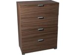 Milanihome.It - Cassettiera 4 Cassetti Per Soggiorno Cucina Bagno Fatto In Italia Cm 60X38X85 Hdi Coloremarrone