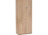 Milanihome.It - Armadio Con 3 Ante E Un Cassetto Per Soggiorno Cucina Bagno Fatto In Italia Cm 75X38X174 Hdi Coloremarrone Chiaro
