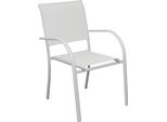 Milani Home - Poltrona Impilabile In Alluminio Con Seduta E Schienale In Textilene Cm 56 L X 63 P X 86 Hdi Colorebianco
