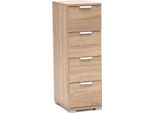 Milanihome.It - Cassettiera 4 Cassetti Per Soggiorno Cucina Bagno Fatto In Italia Cm 27X38X85 Hdi Coloremarrone Chiaro