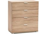 Milanihome.It - Cassettiera 4 Cassetti Per Soggiorno Cucina Bagno Fatto In Italia Cm 75X38X85 Hdi Coloremarrone Chiaro