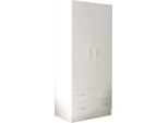 Milanihome.It - Armadio Due Ante Di Design Spazioso In Legno Moderno 180X52X80 Hdi Colorebianco