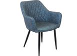 Milanihome.It - Poltrona Imbottita Per Sala Da Pranzo In Ecopelle Di Design Moderno Industrial Cm 56 X 60 X 87 Hdi Coloreblu