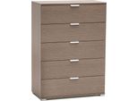 Milanihome.It - Cassettiera 5 Cassetti Per Soggiorno Cucina Bagno Fatto In Italia Cm 75X38X103 Hdi Colorerovere Grigio