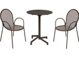 Milanihome.It - Set Tavolo In Metallo Cm Ø 60 X 74 H Con 2 Poltrone Da Giardino Per Esterno Colore Taupedi Coloretaupe