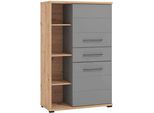 Milanihome.It - Credenza Due Ante Un Cassetto Moderno In Legno Di Design Moderno Industrial Cm 89,5 X 40 X 141,5 Hdi Coloregrigio