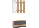 Mobile Ingresso Appendiabiti Moderno Minimal In Legno Di Design Moderno Industrial Cm 91,6 X 28,1 X 202 H